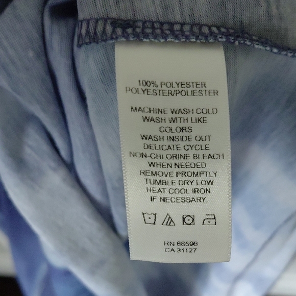 Dkny Blue White Sleeveless Asymmetrical Muscle Tee - Picture 4 of 4